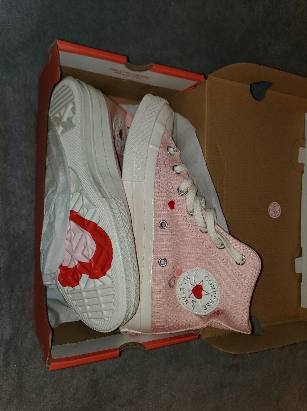 Converse Pink High-Top Sneakers with Red Heart Detail
